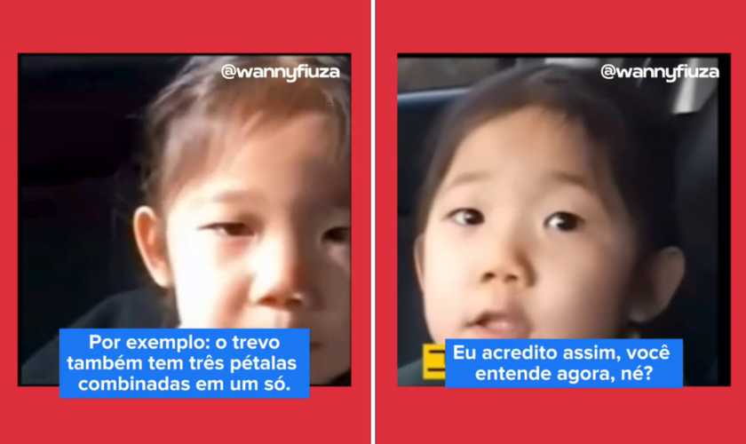 : Criança fala sobre a trindade. (Captura de tela/Instagram/wannyfiuza)
