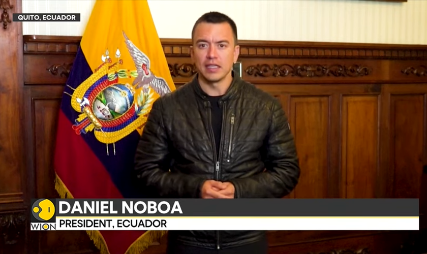 Presidente do Equador, Daniel Noboa. (Captura de tela/YouTube/WION)