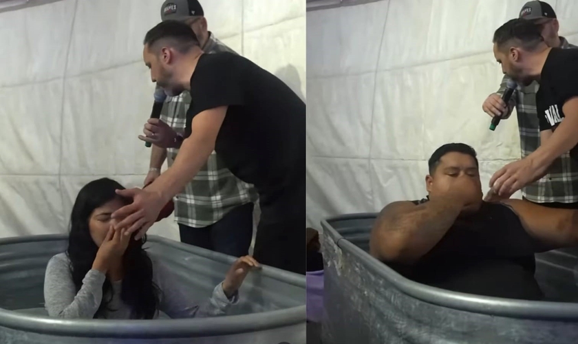 Dezenas de pessoas foram batizadas. (Foto: Reprodução/Instagram/Tony Suarez).