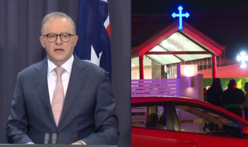 O primeiro ministro da Austrália, Anthony Albanese, condenou o ataque à igreja. (Foto: Reprodução/The Guardian/YouTube/7NEWS Australia).