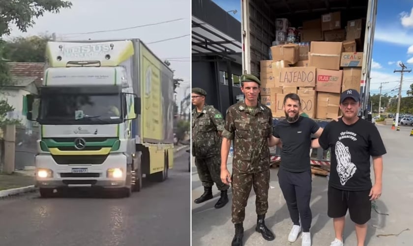 Toneladas de roupas, alimentos e água foram doados às vítimas das enchentes. (Foto: Instagram/Carreta Missionária/Instagram/Família JesusCopy).