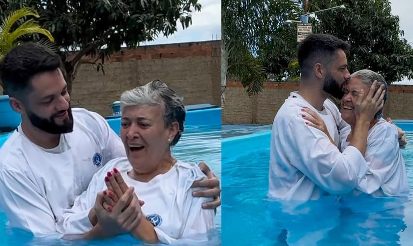 Allan Machado se emocionou ao batizar a própria mãe. (Foto: Instagram/Allan Machado).