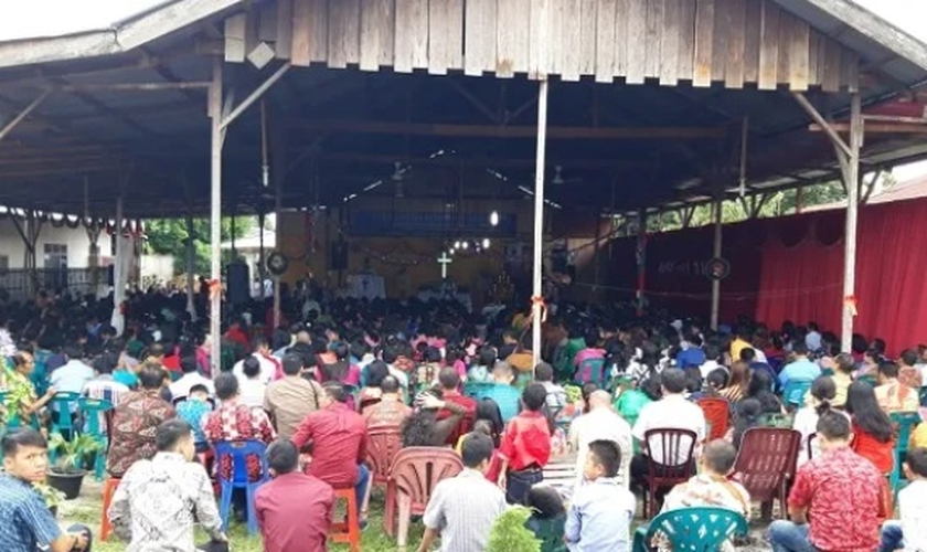 Culto na HKBP Binjai Baru Church, na Indonésia. (Foto: Reprodução/ICC)