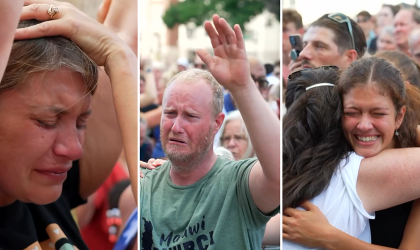 Pessoas recebem oração e se entregam a Jesus em Michigan, EUA. (Captura de tela/Instagram/Sean Feucht)