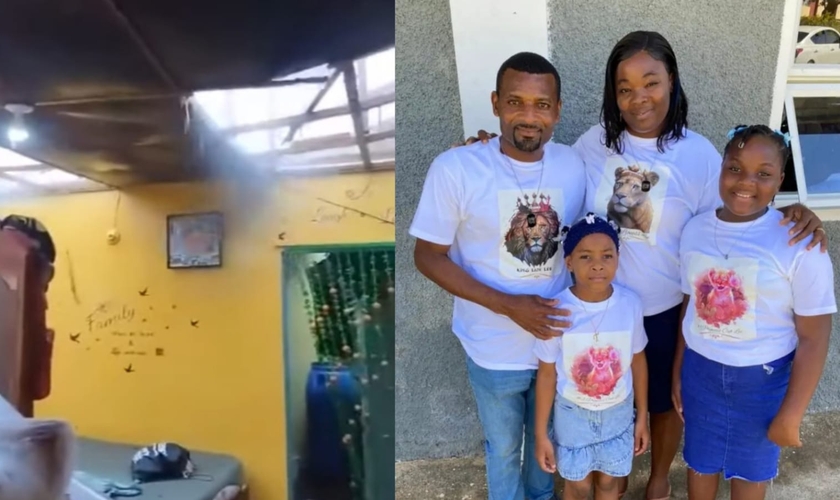 Tommy Lee e sua família receberam a paz de Deus na tempestade. (Foto: Reprodução/YouTube/Jamaica Observer/Arquivo pessoal).