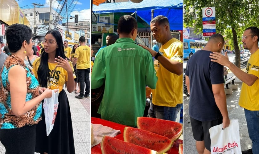 Cristãos da Assembleia de Deus Marcas do Evangelho estão pregando nas ruas de Cariacica. (Foto: AD Marcas do Evangelho).