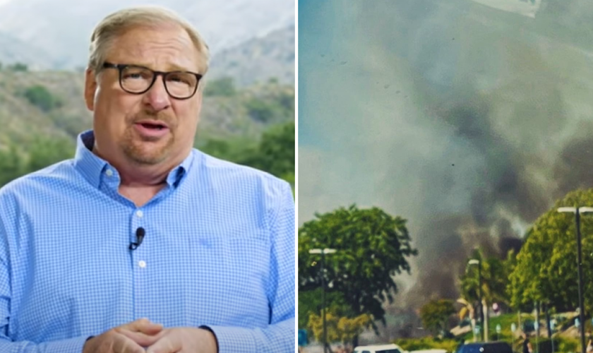 Pr. Rick Warren; imagem do incêndio em área externa da Igreja Saddleback. (Foto: Instagram/pastorrickwarren)