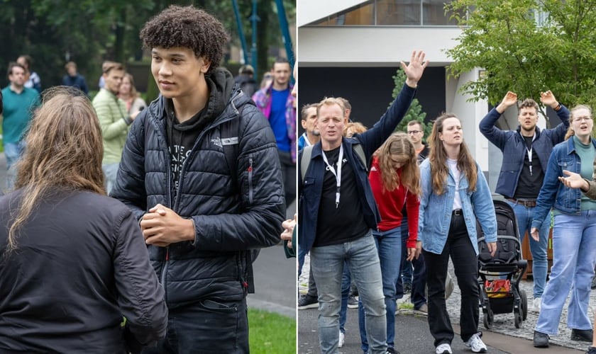 Jovens evangelizando nas ruas da Holanda. (Foto: Reprodução/Frontrunners)