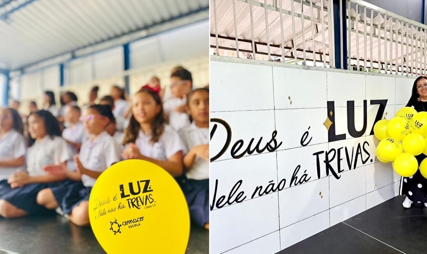 O culto na escola CEMACO. (Foto: Arquivo pessoal concedido ao Guiame)