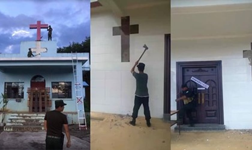 A polícia proibiu os templos de exibirem cruzes. (Foto: International Christian Concern).