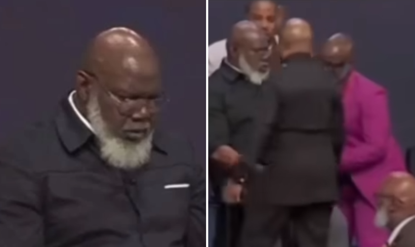 Bispo T.D. Jakes sofre mal subido e é atendido durante culto. (Captura de tela/YouTube/CBS Texas)