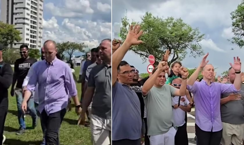 No dia 1° de janeiro, junto com outras pessoas, Rodrigo rodeou a prefeitura sete vezes. (Foto: Reprodução/Instagram/Rodrigo Manga).