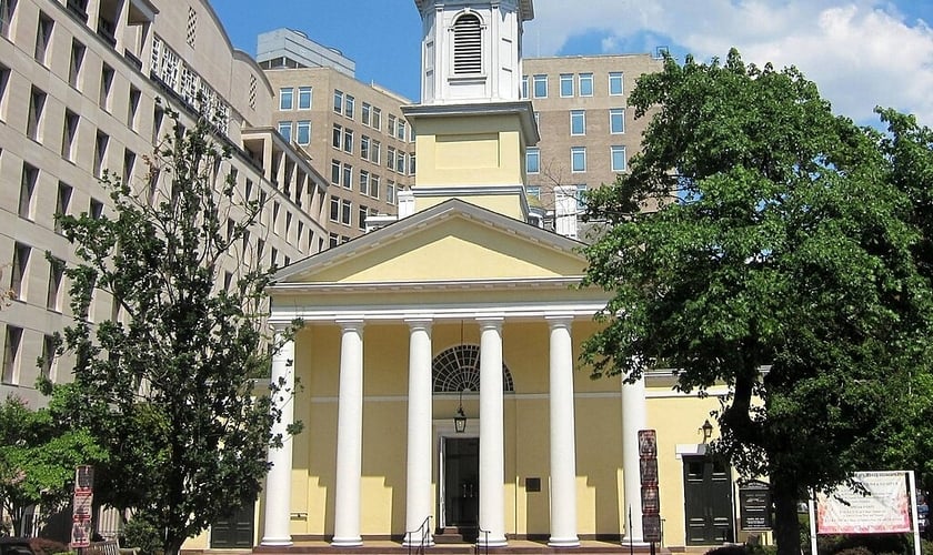 Fachada da Igreja Episcopal de St. John, também conhecida como "Igreja dos Presidentes” (Foto: Wikipedia)