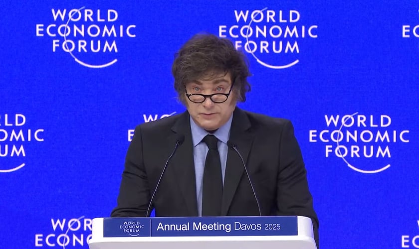 Javier Milei, no Fórum Econômico Mundial 2025. (Captura de tela/YouTube/ World Economic Forum)