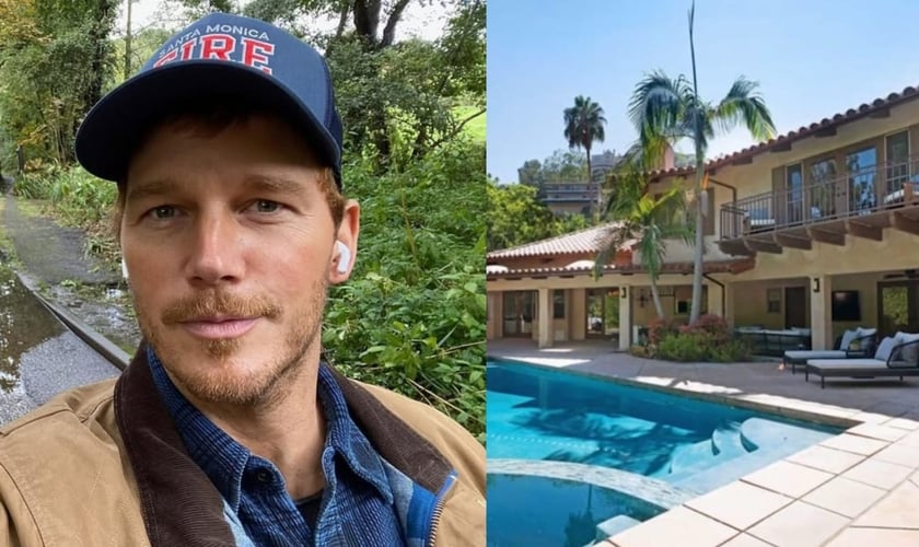 O ator cristão foi olhar sua casa no bairro de Pacific Palisades. (Foto: Instagram/Chris Pratt/Reprodução/YouTube/Famous Ent).