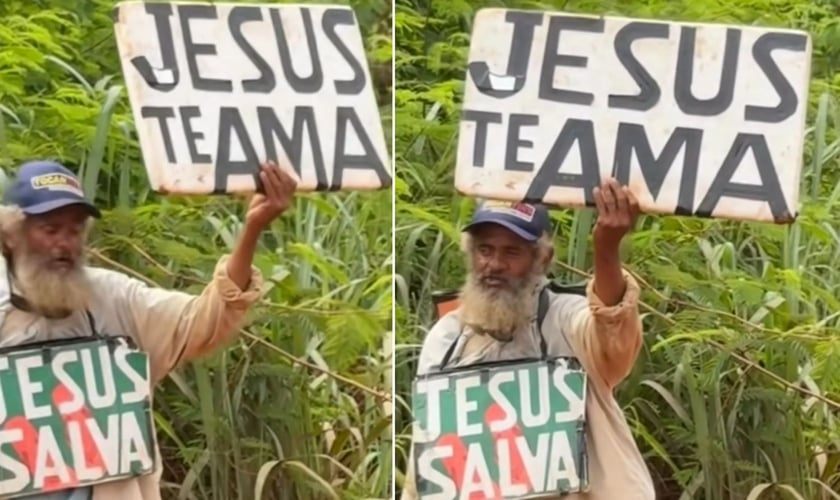 O idoso pregando na estrada. (Foto: Reprodução/Instagram/The Send Movimento)