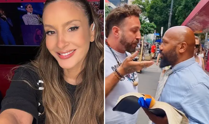 A cantora Claudia Leitte; o pregador da Avenida Paulista. (Foto: Reprodução/Instagram/Claudia Leitte/Captura de tela/Instagram/irpretth)