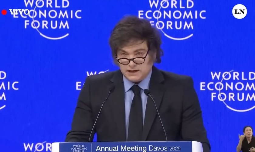 Discurso de Javier Milei no Econômico Mundial de Davos 2025. (Captura de tela/YouTube/La Nacion)