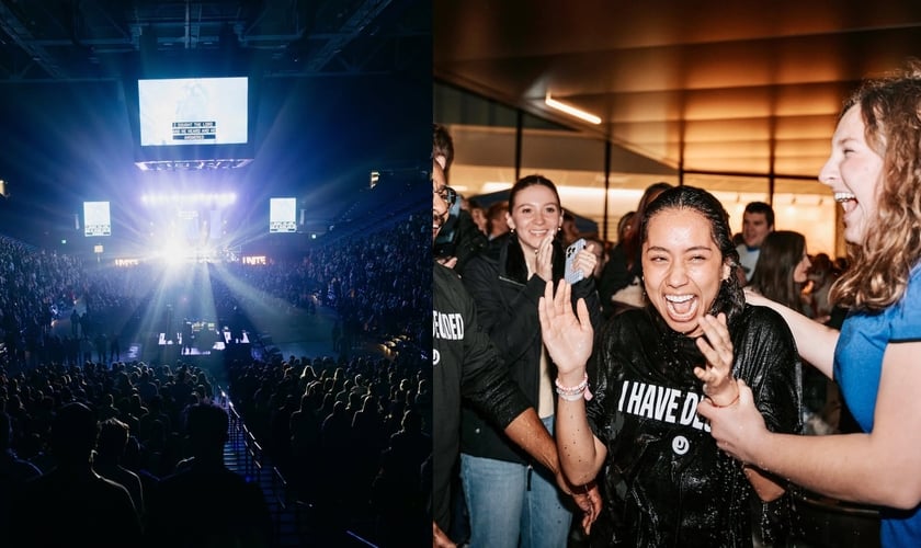 O culto na Universidade de Kentucky atraiu uma multidão de estudantes. (Foto: Instagram/Unite US).