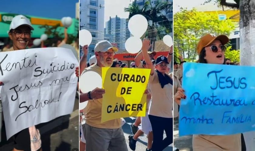 Os participantes da “Marcha da Conquista” testemunharam pelas ruas de São Leopoldo. (Foto: Instagram/Igreja Âncora).