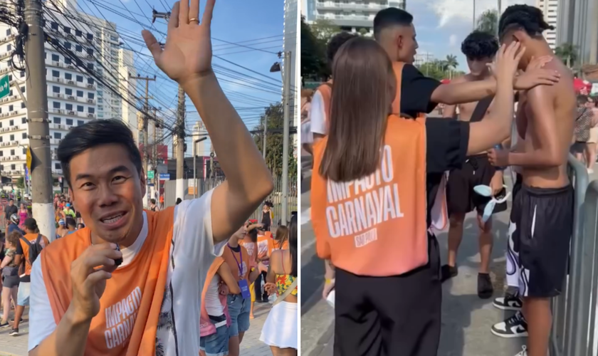 Juliano Son e voluntários em ação evangelística no Carnaval de SP. (Captura de tela/Instagram/Juliano Son)