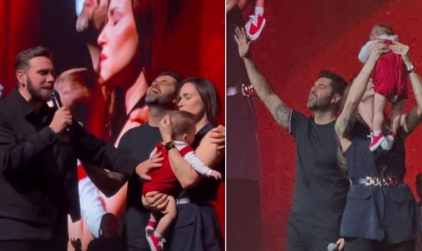 Nadja e o esposo apresentaram José ao Senhor. (Foto: Reprodução/Instagram/Nadja Haddad).