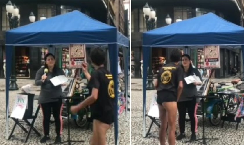 Atillah Attallah estava pregando com a Bíblia na mão quando foi atacada por um homem. (Foto: Reprodução/TikTok/Comunhão Com Abba).