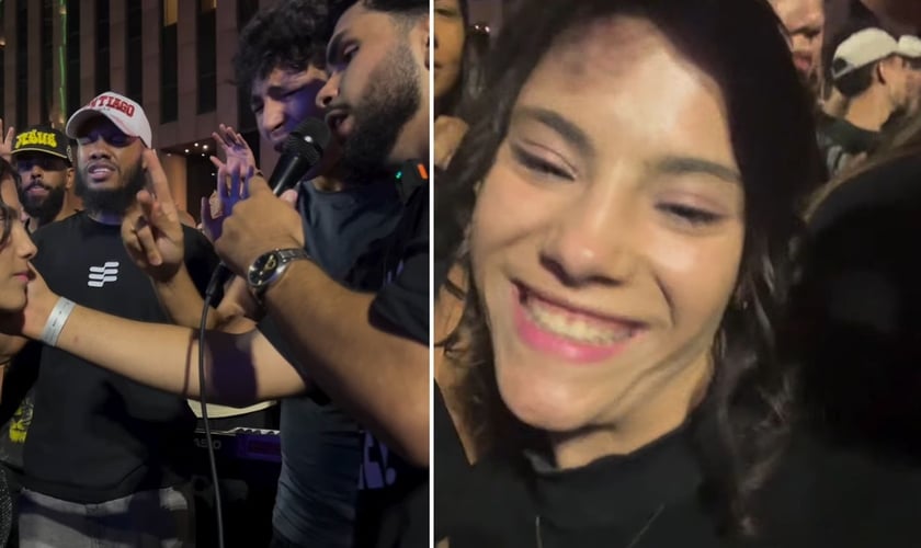 Rafaela durante a oração de cura. (Foto: Reprodução/Instagram/Luiz Vieira de Senna)