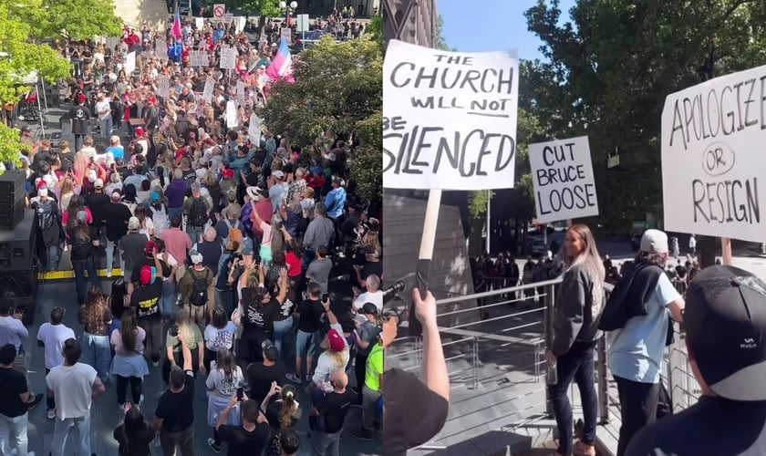Cristãos louvaram em frente à Câmara Municipal de Seattle. (Foto: Reprodução/Instagram/Ross Johnston).