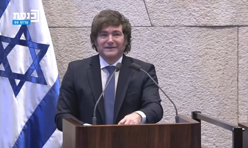 Discurso histórico de Javier Milei no Knesset de Israel. (Captura de tela/DRM News)