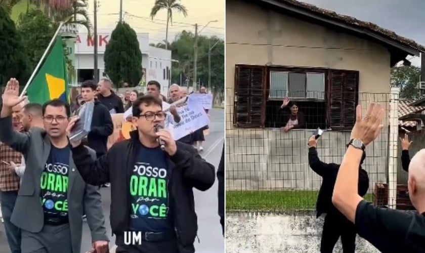 Os cristão fizeram uma passeata evangelística em Criciúma. (Foto: Reprodução/Instagram/Clebison Bandeira).