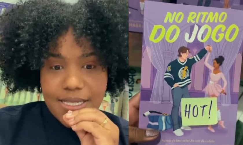 Vitoria Reis mostrou “livros hot” sendo vendidos para adolescentes na Bienal. (Foto: Reprodução/Instagram/Vitoria Reis).