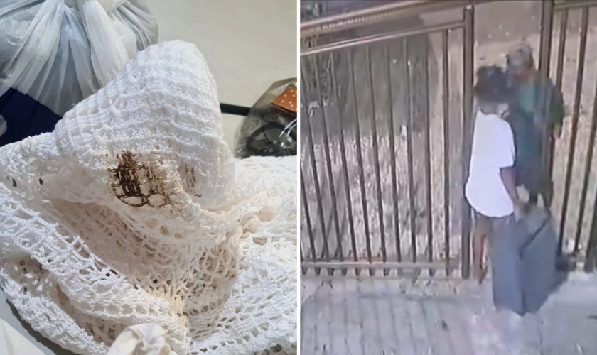 Criminosos deixam o local com itens furtados e abandonam toalha suja após defecarem. (Captura de tela/Instagram/ipcopa)