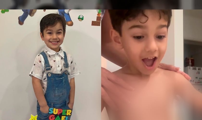 Gael aprendendo sobre a oração. (Foto: Reprodução/Instagram/Jessica Stuart)