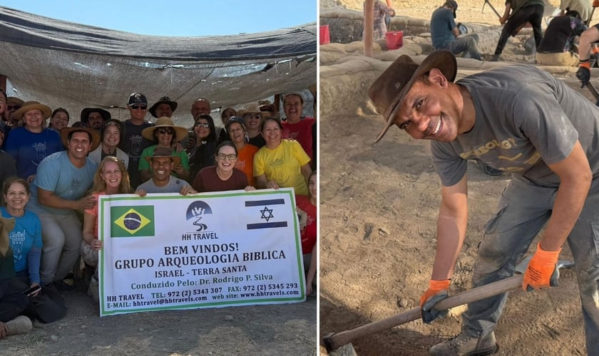 Rodrigo Silva e a equipe de escavação em Israel. (Foto: Reprodução/Instagram/Rodrigo Silva)