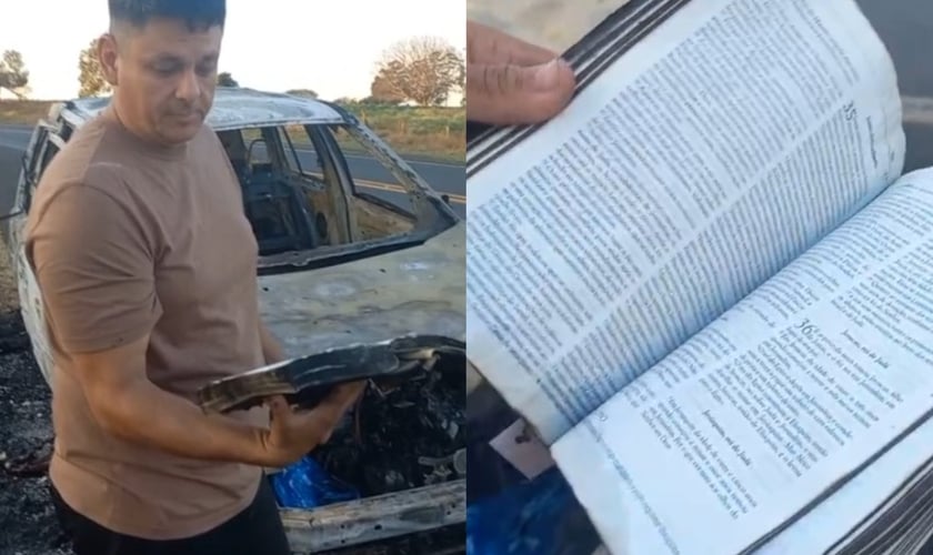 A Bíblia foi o único objeto que ficou intacto dentro do carro. (Foto: Reprodução/BNT Online).