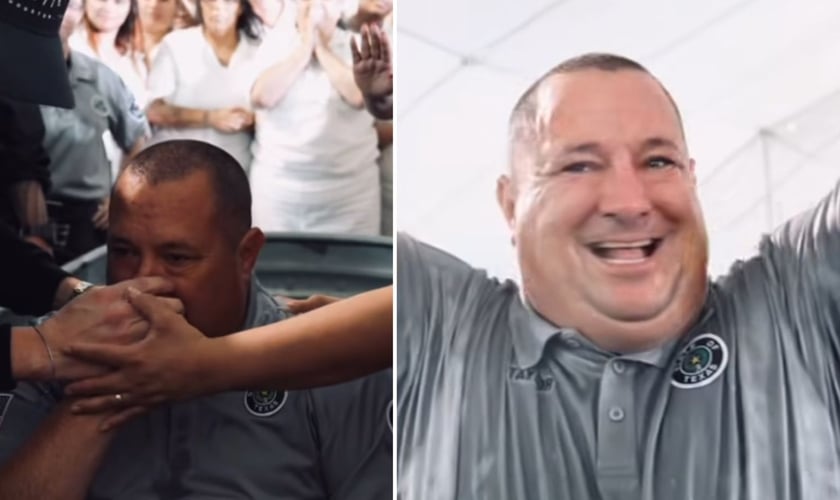O batismo de Taylor. (Foto: Reprodução/Instagram/Mike Barber Ministries)