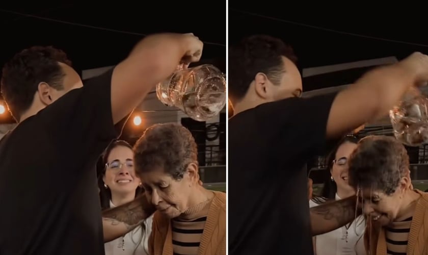 O batismo de dona Ilka. (Foto: Reprodução/Instagram/Caio Escovino)