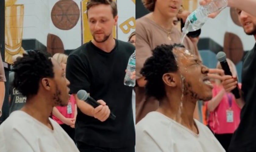O homem aceitou Jesus em um culto evangelístico em prisão nos EUA. (Foto: Reprodução/Instagram/God Behind Bars).