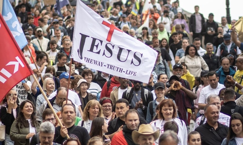 Um momento da Marcha de Jesus de 2 de agosto de 2025, em Praga. (Foto: Facebook/Jesus Pochod)