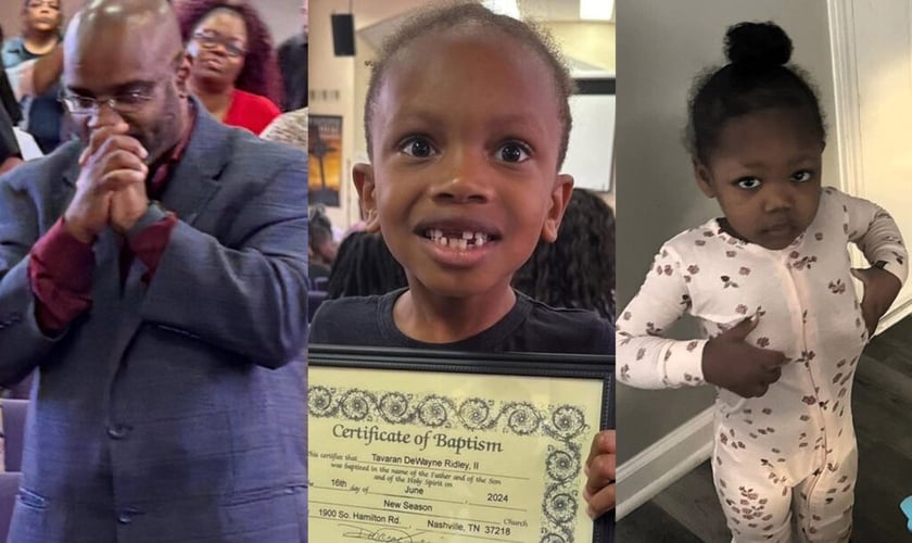O pastor Tavaran Ridley, seu filho Deuce Ridley e a sobrinha Esther Holston. (Foto: Baptist Press)
