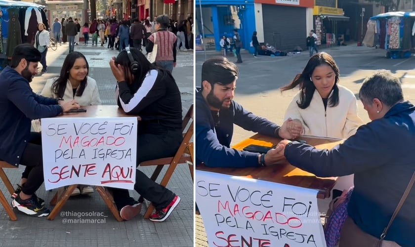 A ação evangelística. (Foto: Reprodução/Instagram/Maria Marçal)