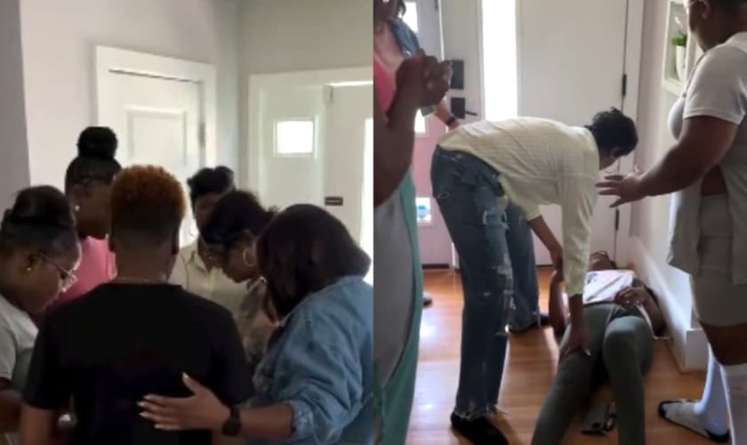 As cristãs reunidas na residência oraram pela mulher. (Foto: Reprodução/Instagram/Dr. Moore).
