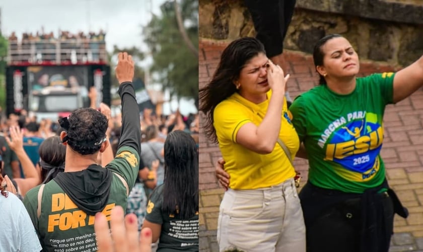 Os participantes percorreram a orla da Praia de Boa Viagem. (Foto: Instagram/Marcha Para Jesus Pernambuco/Instagram/Andrea Ventura Medeiros).