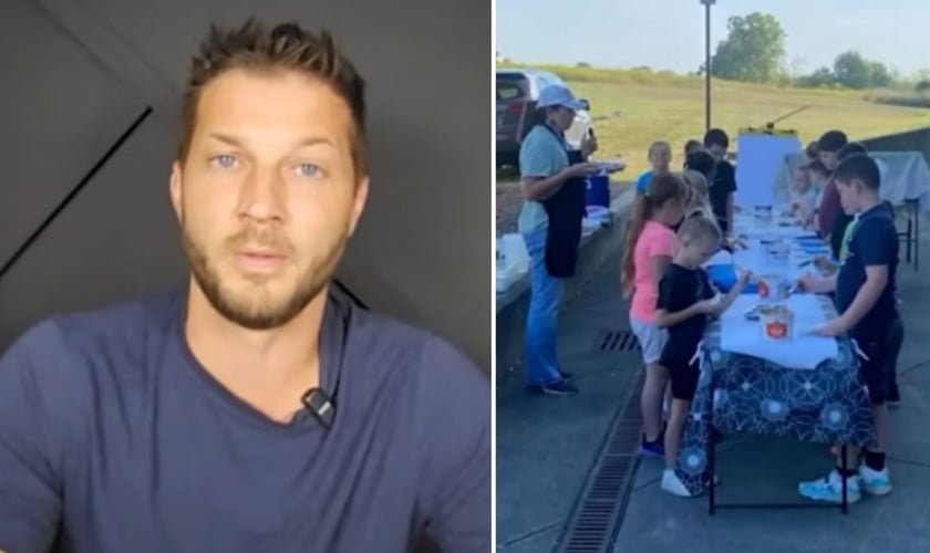 Justin Walker e os alunos. (Foto: Reprodução/YouTube/CBN News)