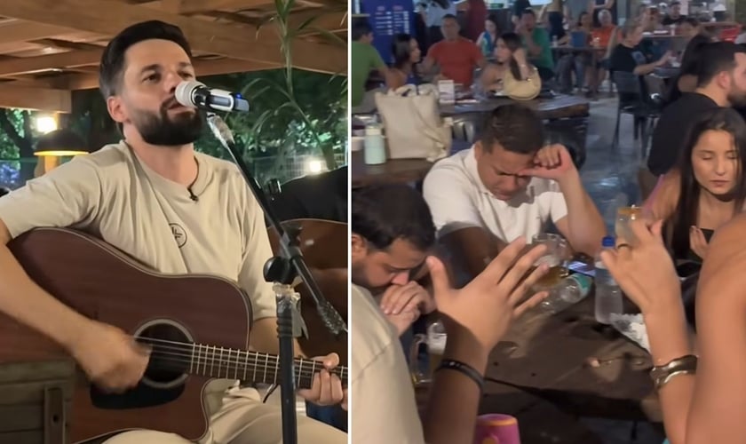Allan ministrando o Evangelho no bar. (Foto: Reprodução/Instagram/Allan Machado)