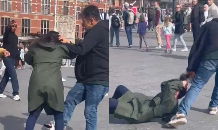 Yerani foi jogada no chão pelo homem furioso. (Foto: Reprodução/Revive).