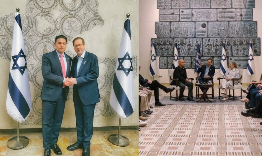  O grupo de líderes e influenciadores cristãos se reuniu com Isaac Herzog. (Foto: Instagram/Teofilo Hayashi).