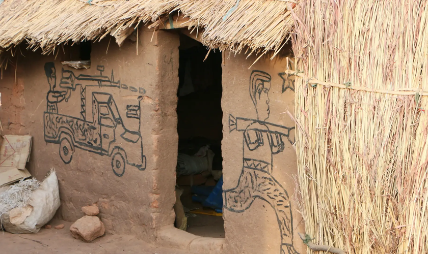 Campo de refugiados no Sudão. (Foto: Ilustração/Portas Abertas)