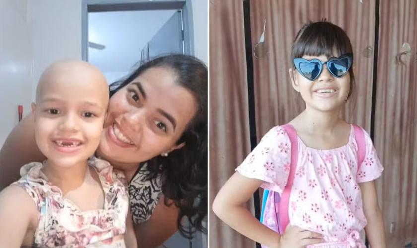 Luanny em tratamento ao lado da mãe Sandra; hoje leva uma vida normal. (Foto: Arquivo pessoal)